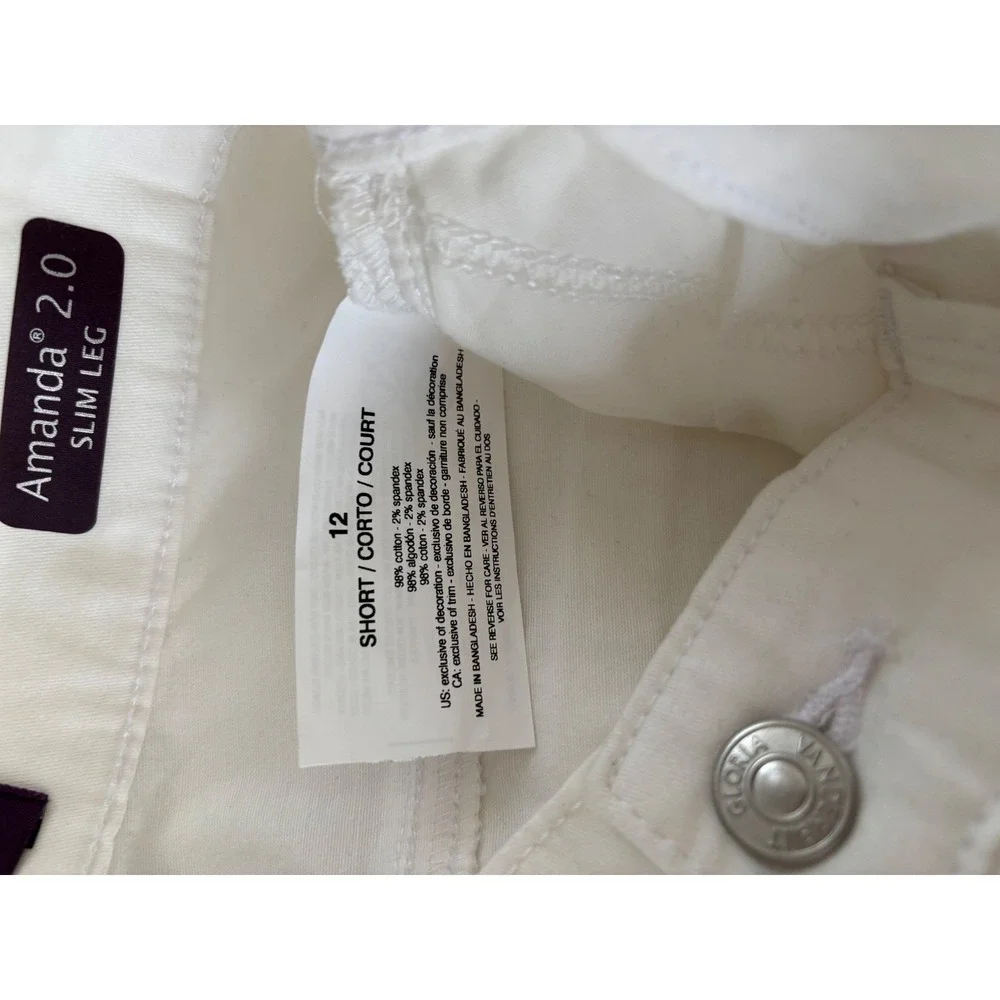 Gloria Vanderbilt Amanda Slim Pants 12 Short White NWT MSRP $48